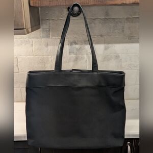 Enzo Angiolini Tote w/Leather Trim - EUC - Black 17.5x12 Inches